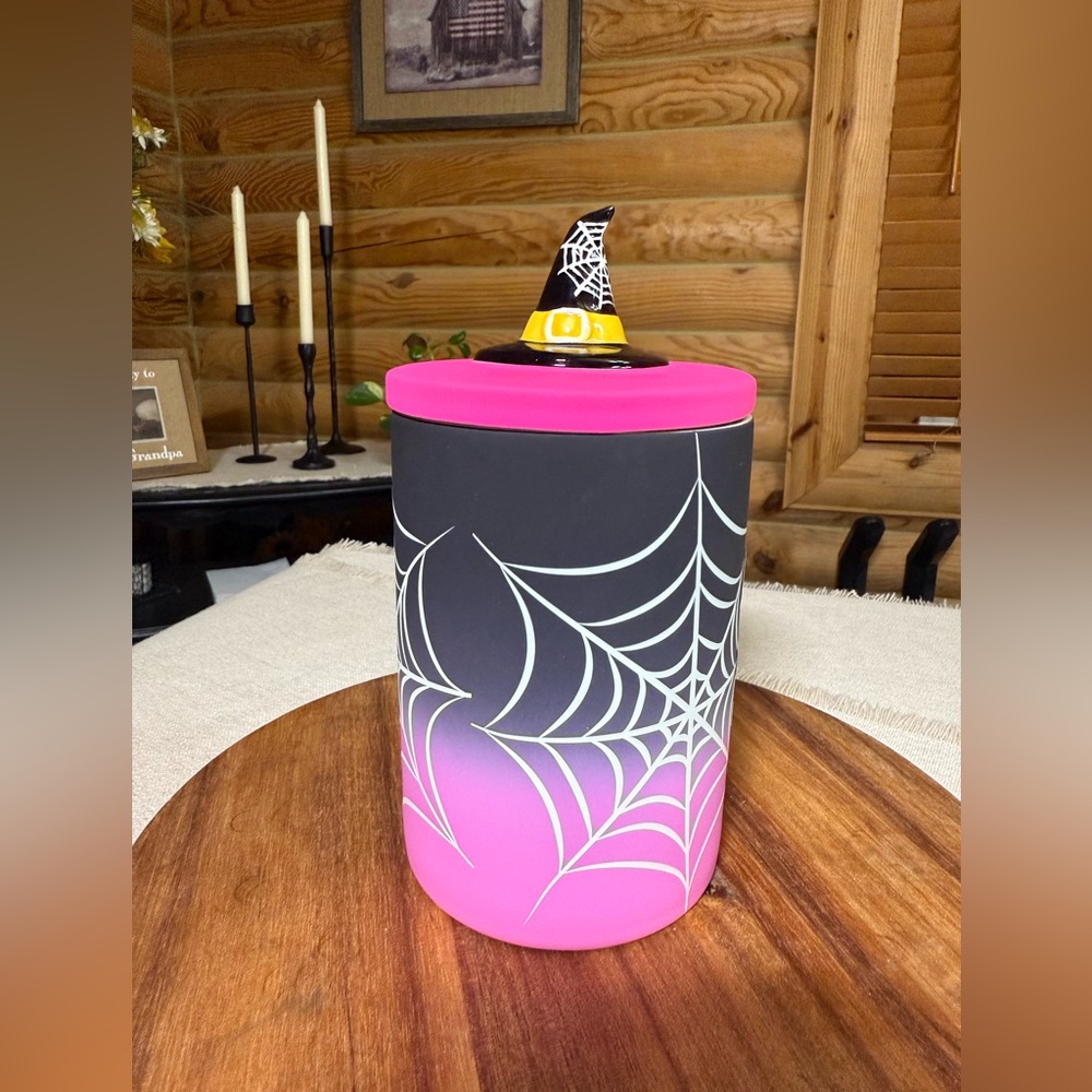 WITCH & SPIDER WEB Halloween Canister